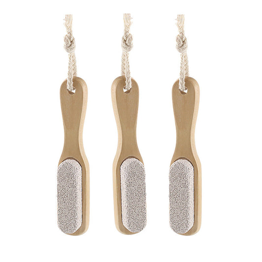 Pumice brush with wooden handle